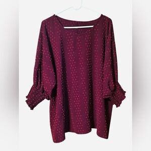 Women's Burgundy Blouse with Textured Detail